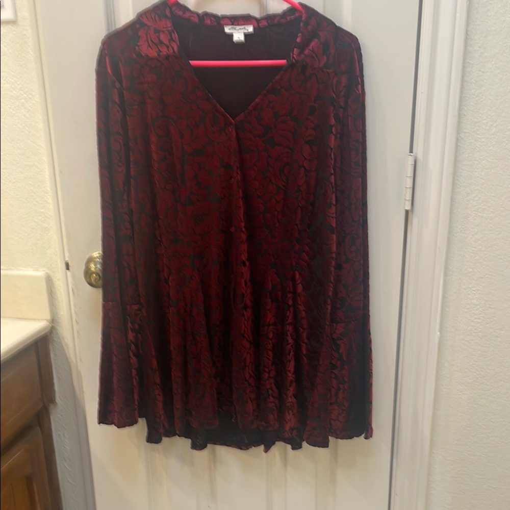 Ultra Pink Red Long Sleeve Blouse
